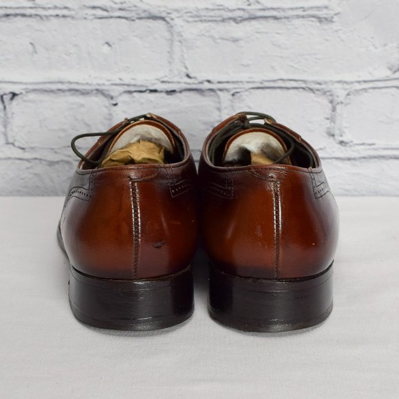 Vintage Men's Allan Temple Imperials Brown Leather Cap Toe Oxford Dress Shoes - Picture 4 of 8